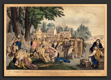 Currier and Ives (publishers), William Penn's Treaty with the Indians, 1857 - 1907, hand-colored