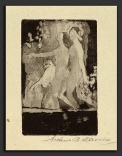 Arthur B. Davies, Nocturne, American, 1862 - 1928, 1918-1919, softground etching in black on green