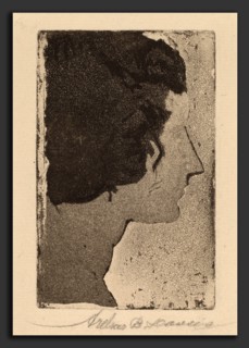 Arthur B. Davies, Profile, American, 1862 - 1928, 1919, softground etching with aquatint in black