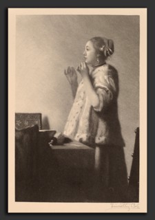 Timothy Cole after Johannes Vermeer, The Pearl Necklace, American, 1852 - 1931, 1916, wood