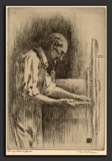 George Elbert Burr, The Etcher, American, 1859 - 1939, c. 1919, drypoint in greenish-black on laid