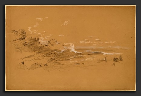 Aaron Draper Shattuck, Maine Coast, American, 1832 - 1928, 1861, graphite and white gouache on