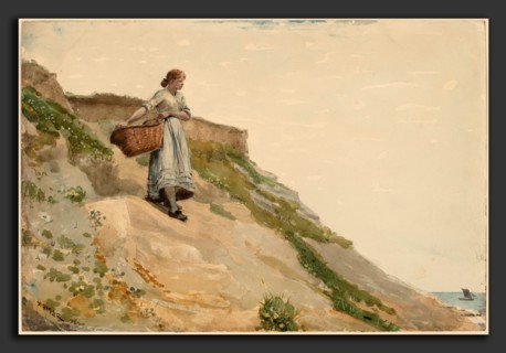 Winslow Homer, Girl Carrying a Basket, American, 1836 - 1910, 1882, watercolor over graphite