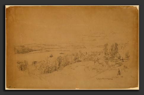 Jasper Francis Cropsey, The Hudson River at Hastings, American, 1823 - 1900, 1885, graphite on wove