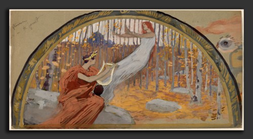 Charles Sprague Pearce, Study for a Lunette, American, 1851 - 1914, 1890-1897, gouache and black