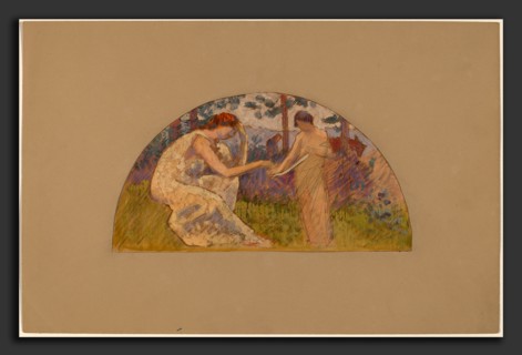 Charles Sprague Pearce, Study for a Lunette, American, 1851 - 1914, 1890-1897, oil and graphite on