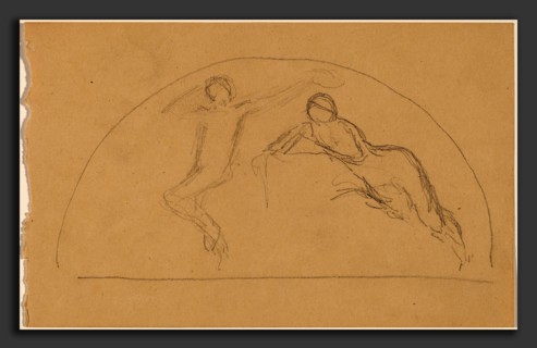 Charles Sprague Pearce, Study of Figures in a Lunette, American, 1851 - 1914, 1890-1897, graphite