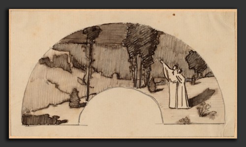 Charles Sprague Pearce, Study for an Archway, American, 1851 - 1914, 1890-1897, pen and brown ink