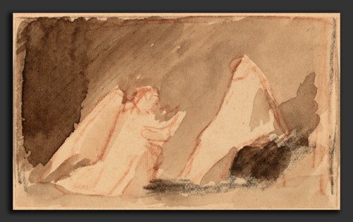 Charles Sprague Pearce, Study for a Panel, American, 1851 - 1914, 1890-1897, brown watercolor with