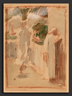 Charles Sprague Pearce, Study for a Panel, American, 1851 - 1914, 1890-1897, watercolor with red