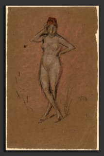 James McNeill Whistler, Nude Standing with Legs Crossed, American, 1834 - 1903, c. 1878, chalk on