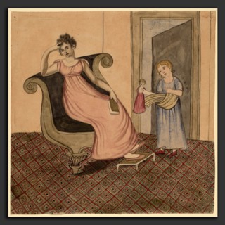 Eunice Pinney, Mother and Child, American, 1770 - 1849, c. 1815, pen and black ink and watercolor