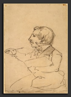Emanuel Gottlieb Leutze, Eastman Johnson Sketching, American, 1816 - 1868, c. 1849-1851, graphite