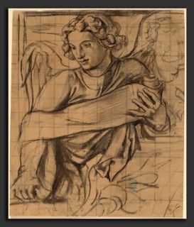 John La Farge, Angel - Trinity Church Mural, American, 1835 - 1910, 1876, charcoal, graphite, and