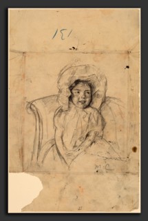 Mary Cassatt, Smiling Margot Wearing a Ruffled Bonnet, American, 1844 - 1926, c. 1902, graphite