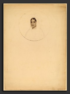 Esther Frances Alexander, Young Woman's Head, American, 1837 - 1917, graphite and pen and brown ink