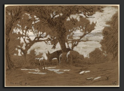 Elihu Vedder, Mt. Colognola - Sheep Grazing on Lake Trasimeno, American, 1836 - 1923, c. 1878,