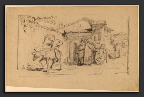 Elihu Vedder, Son and Donkey, American, 1836 - 1923, c. 1859, graphite on wove paper