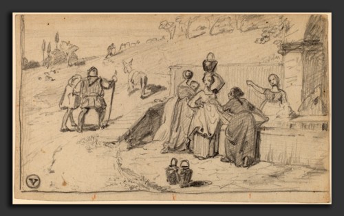 Elihu Vedder, Father and Son, American, 1836 - 1923, c. 1859, graphite on wove paper