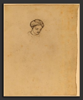 Elihu Vedder, Study of a Girl's Head, American, 1836 - 1923, c. 1858, graphite on wove paper