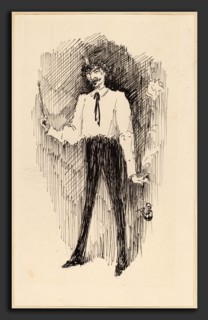 Harper Pennington, Portrait of Whistler with a Paintbrush, American, c. 1853-1855 - 1920, pen and