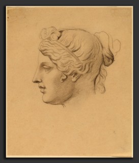 Horatio Greenough, Classical Head in Profile, American, 1805 - 1852, graphite and charcoal on wove