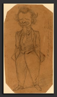 John Whetten Ehninger, Self-Portrait, American, 1827 - 1889, 1859, graphite on brown paper