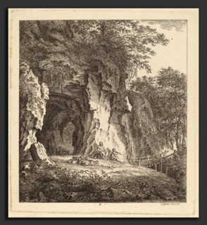 Salomon Gessner, Two Shepherds in a Rocky Landscape, Swiss, 1730 - 1788, 1764, etching on laid