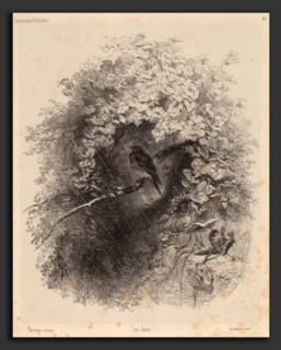 Karl Bodmer, Un Abri (A Shelter), Swiss, 1809 - 1893, 1858, lithograph in black on chine collé