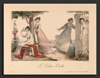 Nicolas Schencker, La cache-cache, Swiss, c. 1760 - 1848, hand-colored engraving