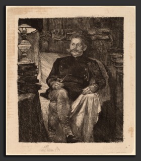 Albert Welti, Franz Rose in His Study, Swiss, 1862 - 1912, 1893, etching in black on wove paper