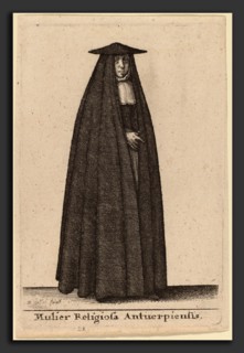 Wenceslaus Hollar (Bohemian, 1607 - 1677), Mulier Religiosa Antuerpiensis, etching
