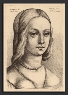 Wenceslaus Hollar after Lorenzo di Credi (Bohemian, 1607 - 1677), Head of Woman Looking Right,