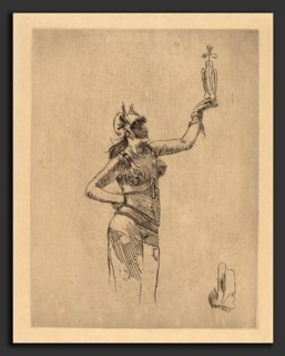 Félicien Rops (Belgian, 1833 - 1898), The Falconer (La fauconniere), etching