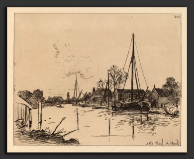 Johan Barthold Jongkind (Dutch, 1819 - 1891), The Canal (Le Canal), 1862, etching