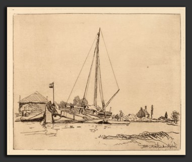 Johan Barthold Jongkind (Dutch, 1819 - 1891), The Moored Boat (La Barque amarree), 1862, etching