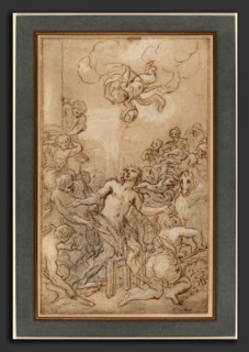 Daniel Seiter (Austrian, 1649 - 1705), The Martyrdom of Saint Lawrence, 1685, black chalk with pen