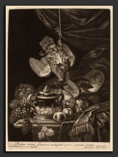 Pieter Schenck I (Dutch, 1660 - 1718-1719), Still Life with a Hanging Partridge, mezzotint on laid