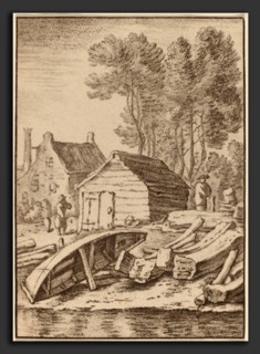 Cornelis Ploos van Amstel after Herman Saftleven (Dutch, 1726 - 1798), Shipyard, 1761, transfer