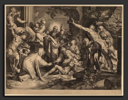 Jan Muller after Abraham Bloemaert (Dutch, 1571 - 1628), The Raising of Lazarus, c. 1600, engraving