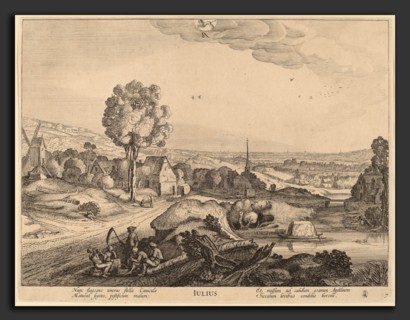 Jan van de Velde II (Dutch, 1593 - 1641), July, etching
