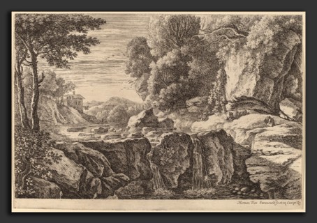 Herman van Swanevelt (Dutch, c. 1600 - 1655), The Small Waterfall, etching
