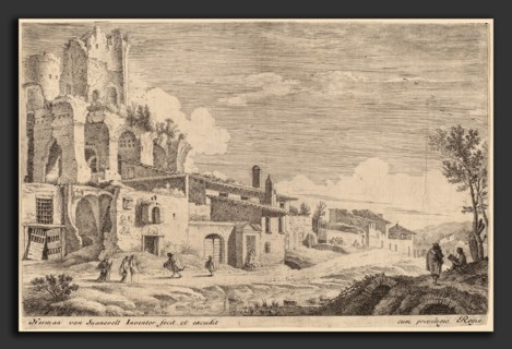 Herman van Swanevelt (Dutch, c. 1600 - 1655), Landscape with an Artist Sketching, etching