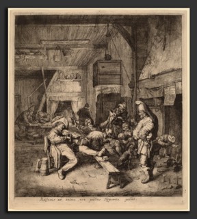 Cornelis Dusart (Dutch, 1660 - 1704), Violin Player Seated in a Tavern, 1685, etching and roulette
