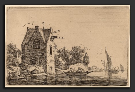 Anthonie Waterloo (Dutch, 1609-1610 - 1690), The Sentry Box on the Wall, etching