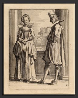 Jan van de Velde II (Dutch, 1593 - 1641), Two Figures in Costume, etching