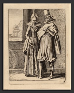 Jan van de Velde II (Dutch, 1593 - 1641), Two Figures in Costume, etching