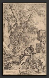 Salvator Rosa (Italian, 1615 - 1673), Democritus in Meditation, etching