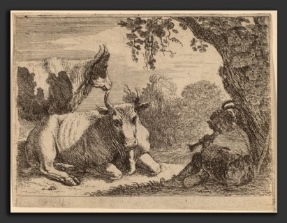 Herman van Swanevelt (Dutch, c. 1600 - 1655), Cows, etching