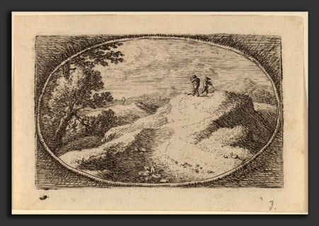 Herman van Swanevelt (Dutch, c. 1600 - 1655), Two Men on a Bare Hill, etching